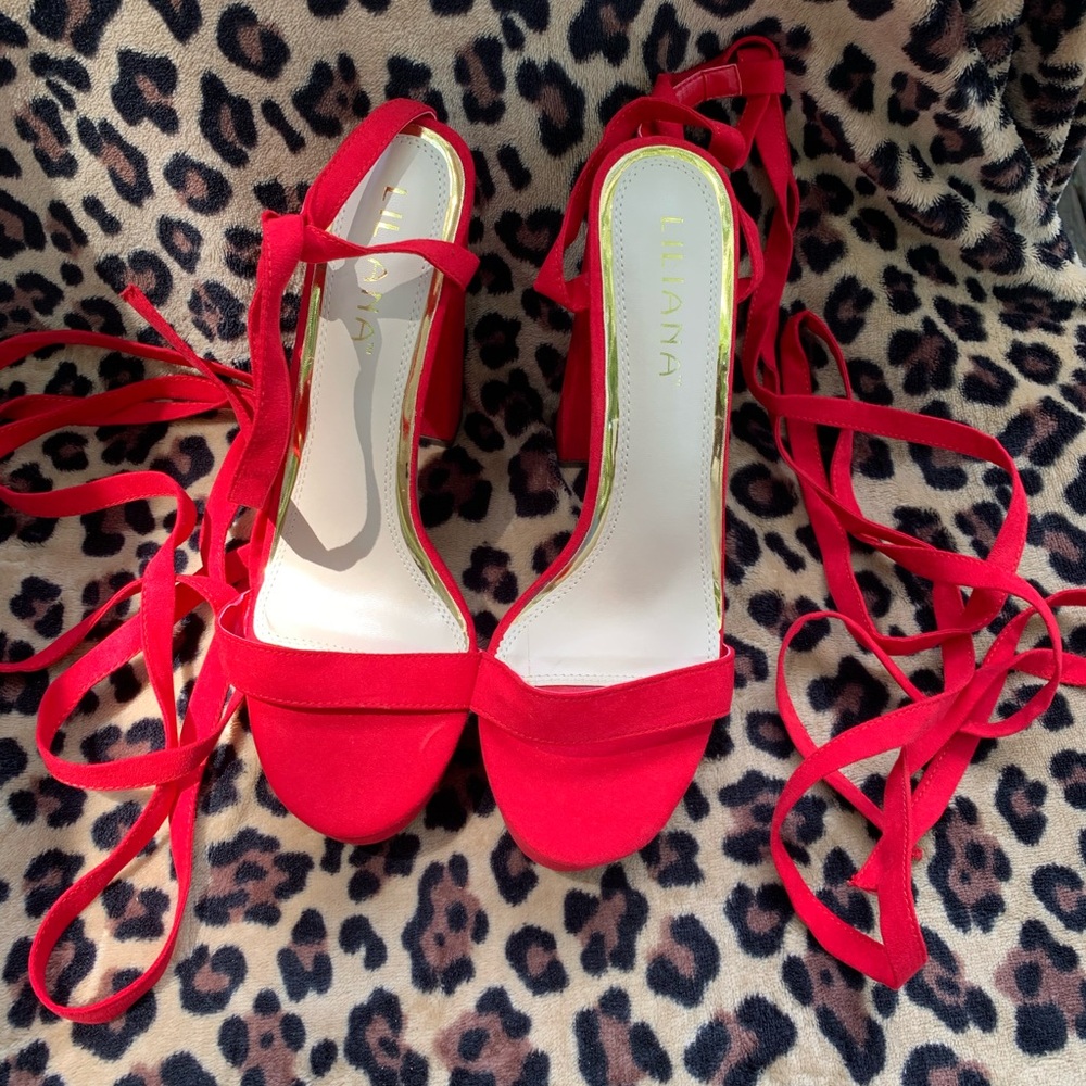 Liliana Bold Red Strappy Heels